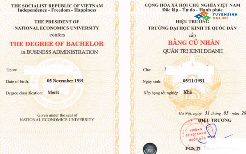 Giá trị của bằng đào tạo từ xa tương đương Hệ chính quy. 