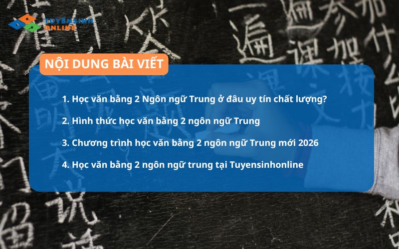 Học văn bằng 2 ngôn ngữ Trung ở đâu tốt nhất 2026