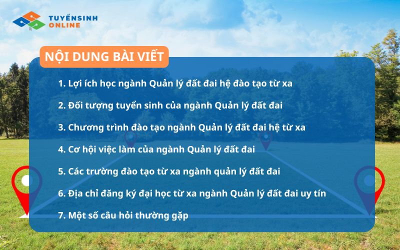 Đại học từ xa ngành quản lý đất đai học online, tuyển sinh 24/7