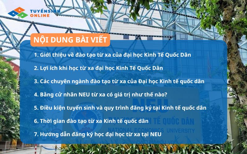 Chương trình Đại Học Từ Xa đại học Kinh Tế Quốc Dân 2026