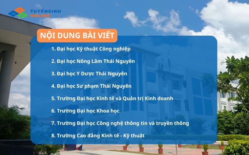 Danh sách các trường đại học ở Thái Nguyên mới nhất 2026