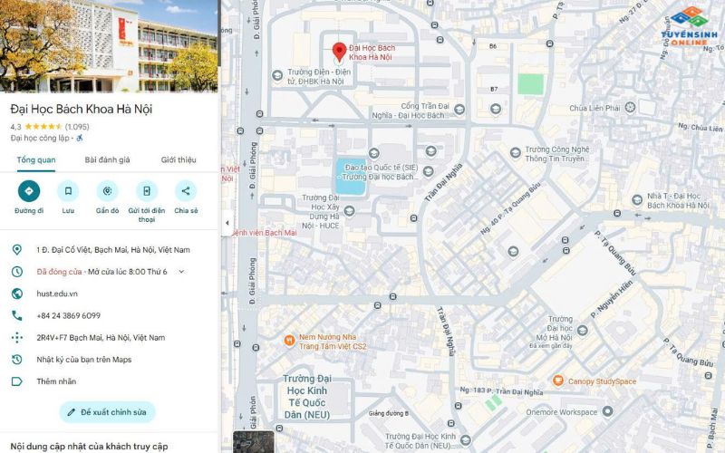 2. Đại học Kinh tế quốc dân gần trường nào tại Hà Nội?