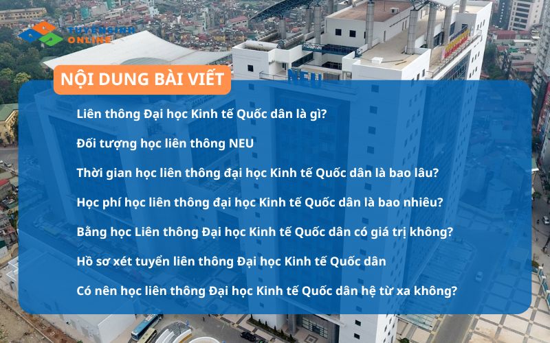 Liên thông Đại học Kinh tế Quốc dân từ xa Tuyển sinh 2026