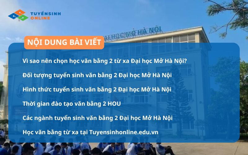 Văn bằng 2 trường Đại học Mở Hà Nội từ xa năm 2026