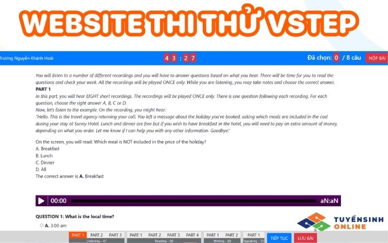 Website thi thử VSTEP của TT Khảo thí Quốc gia